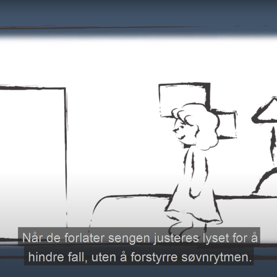 Illustrasjon av velferdsteknologi - skjermdump fra tegnefilm